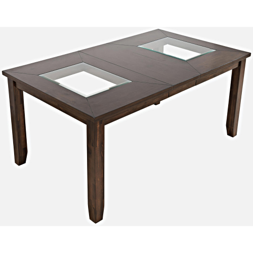 Urban Icon 66" Extension Dining Table in Merlot w/ Glass Inlay